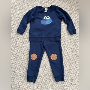 Hanna Andersson Sesame Street Cookie Monster French Terry Sweats Set
